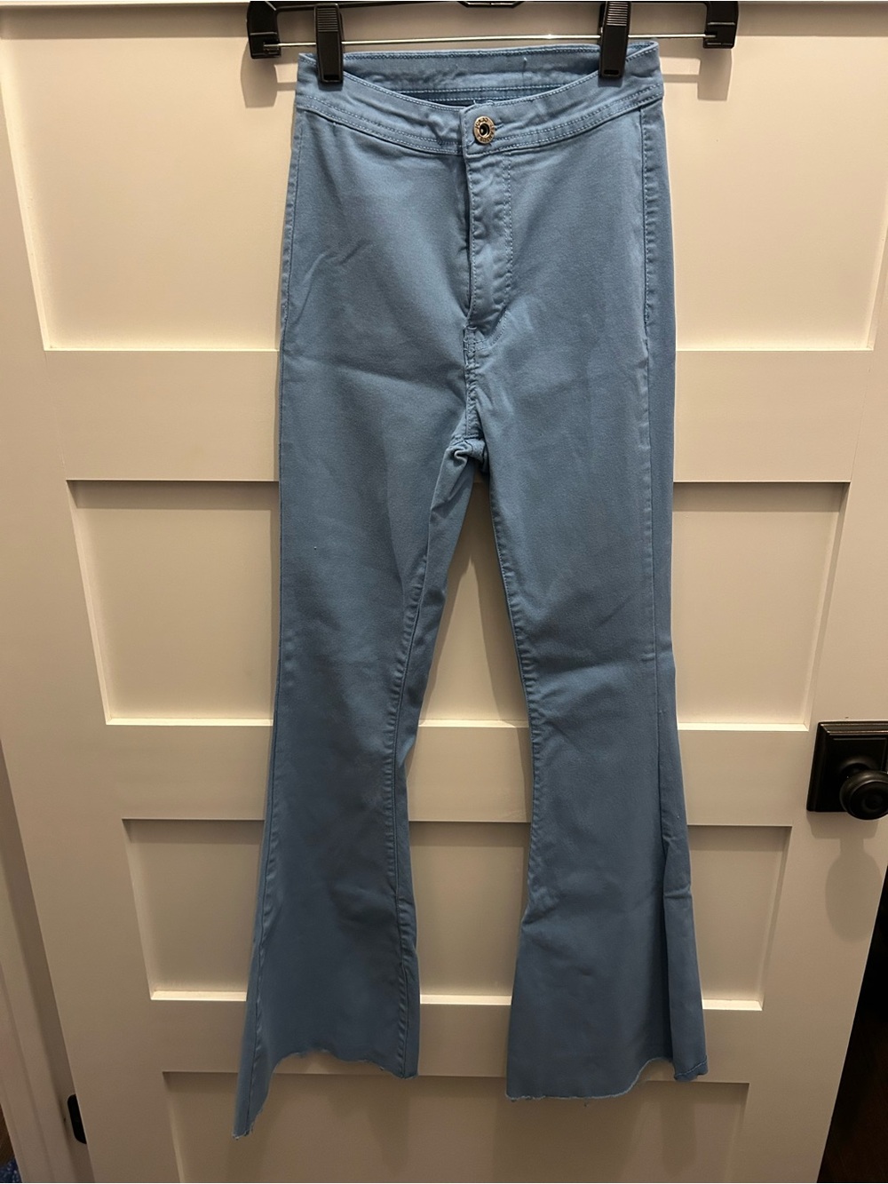 Light Blue High-Waist Flared Pants